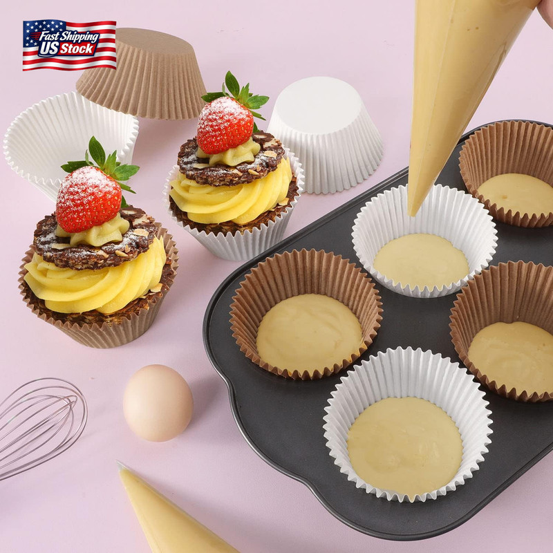 Caperci Jumbo Cupcake Liners White Muffin Baking Cups 300-Count, No Smell, Food gallery
