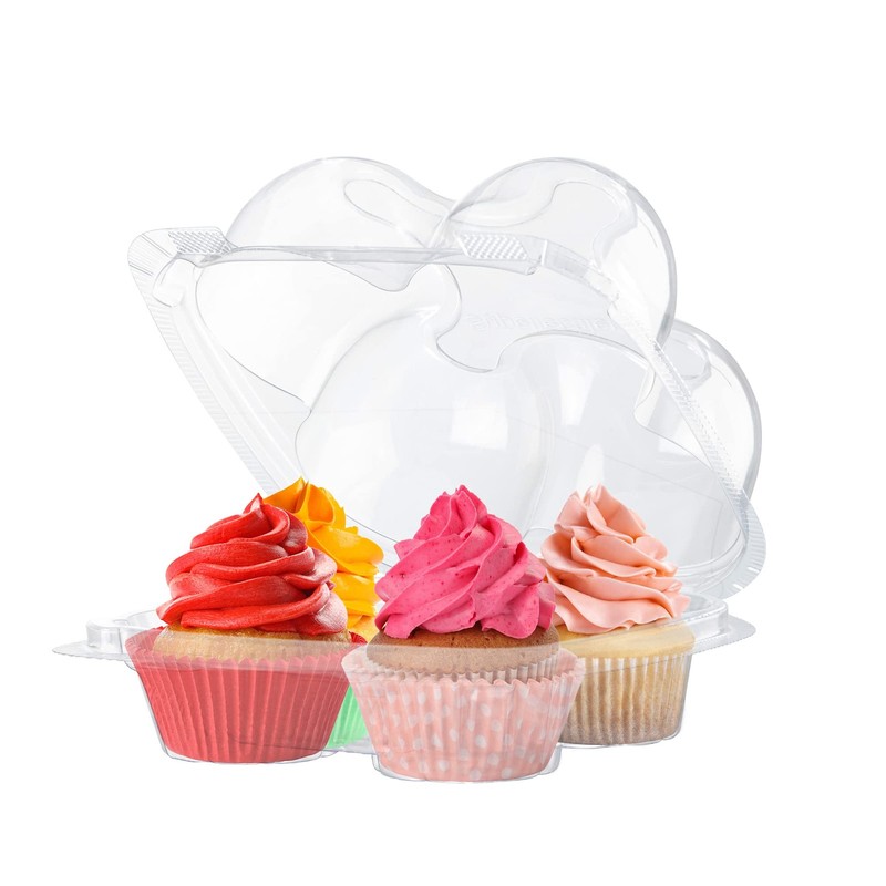 Plastic Cupcake Containers Boxes | 4 Compartment – 50 Pack | Disposable High …