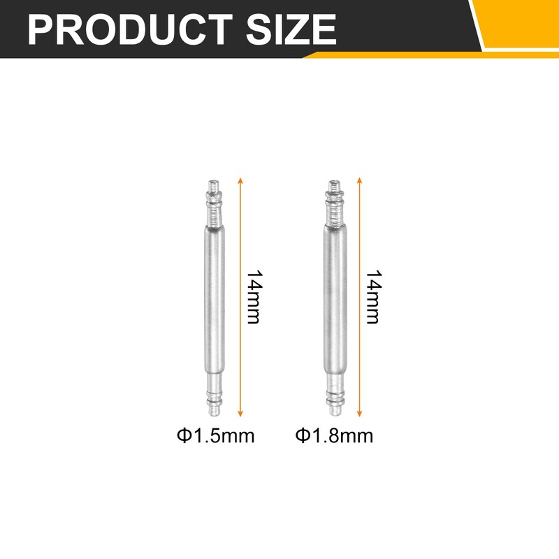 8pcs for 14mm 1.5mm+1.8mm Stainless Steel Watch Spring Pins gallery