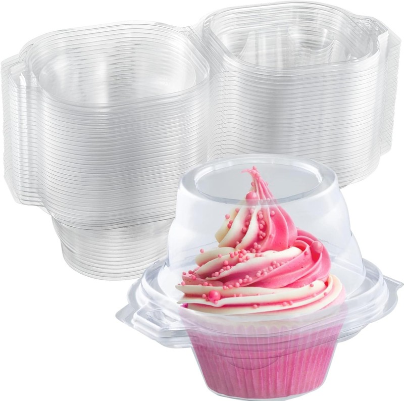 Individual Cupcake Containers 200 Pack Clear Plastic Disposable Boxes/Holders