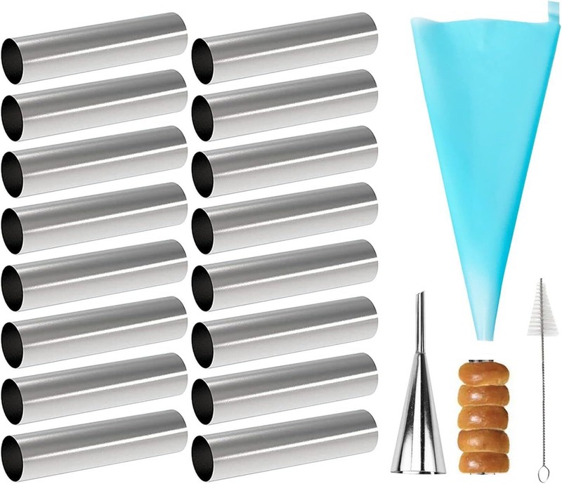 Non-Stick Cream Cannoli Tubes, 19 Pcs Stainless Steel Cream Horn Molds Baking C