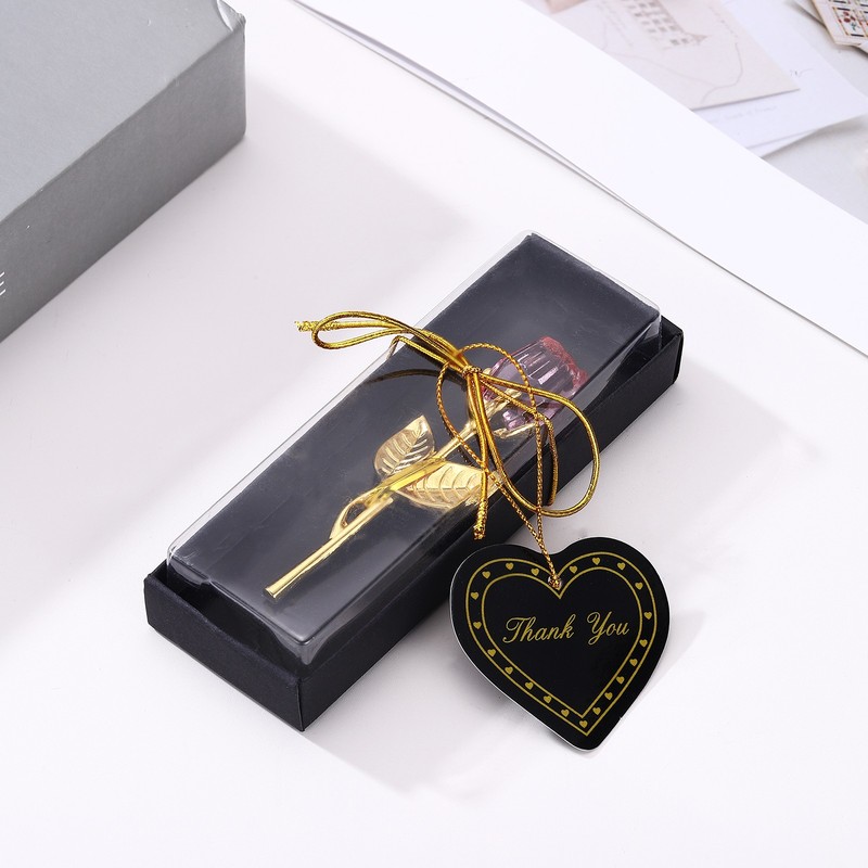 2 Mini Crystal Roses with Box, For Romantic Crystal Rose, Red & Gold gallery