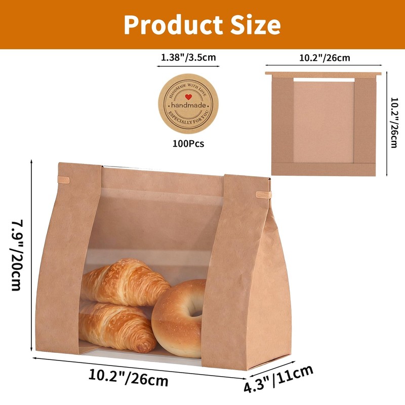 Bread Bags with Window – 100 Pcs Sourdough Homemade Bread Bags, 10.24×4.33×10... gallery