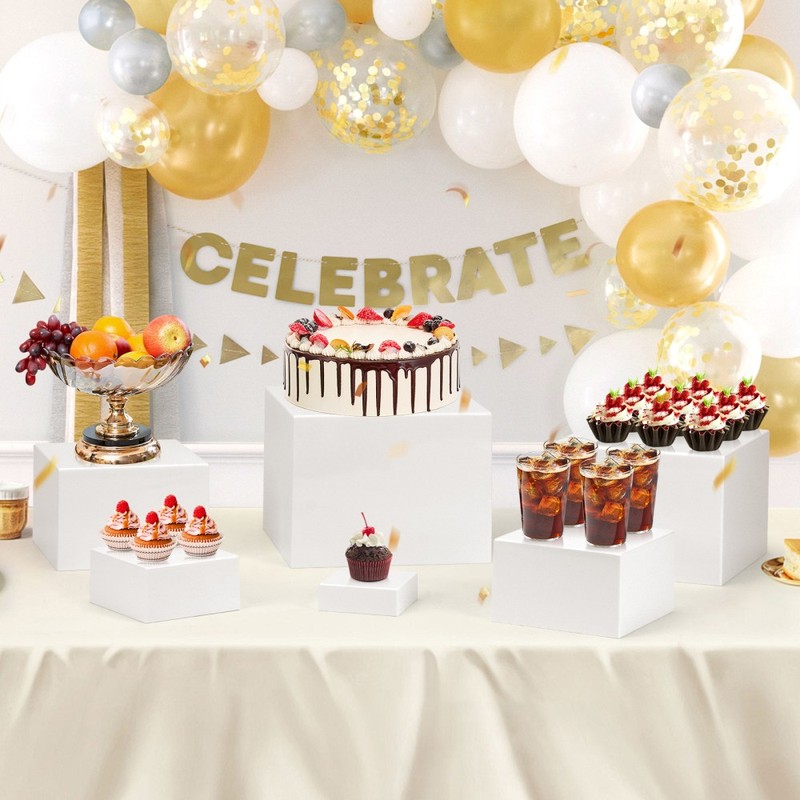6-Piece Acrylic Food Display Boxes, Sizes (3"-8") for Buffet Risers, Cake Stands gallery