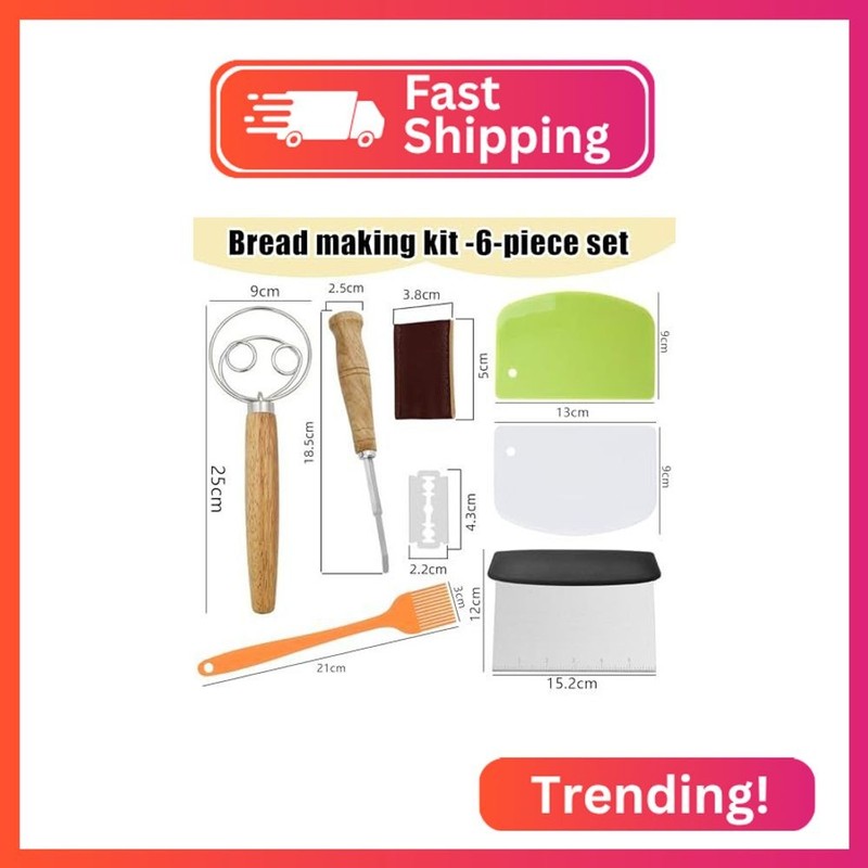 Jierjiaas Danish Dough with Sourdough Scoring Tool-Bread Whisk Set of 6 Pieces-D gallery