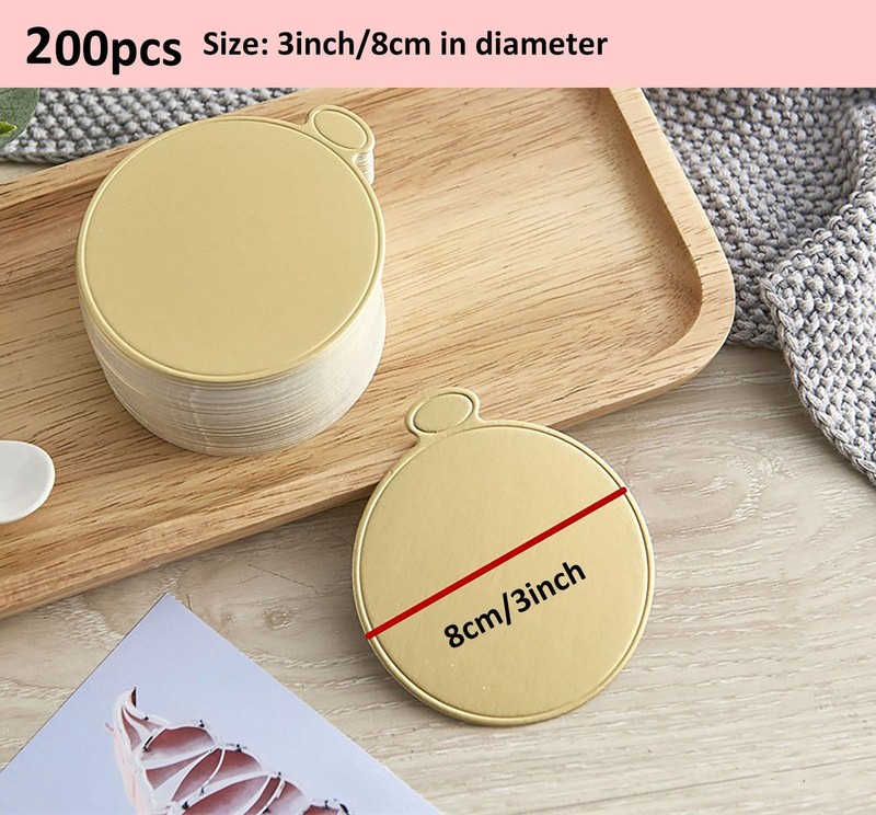 200 PCS 3.15 Inch Mini Round Golden Cake Boards Mousse Cupcake Base Paper Plates gallery