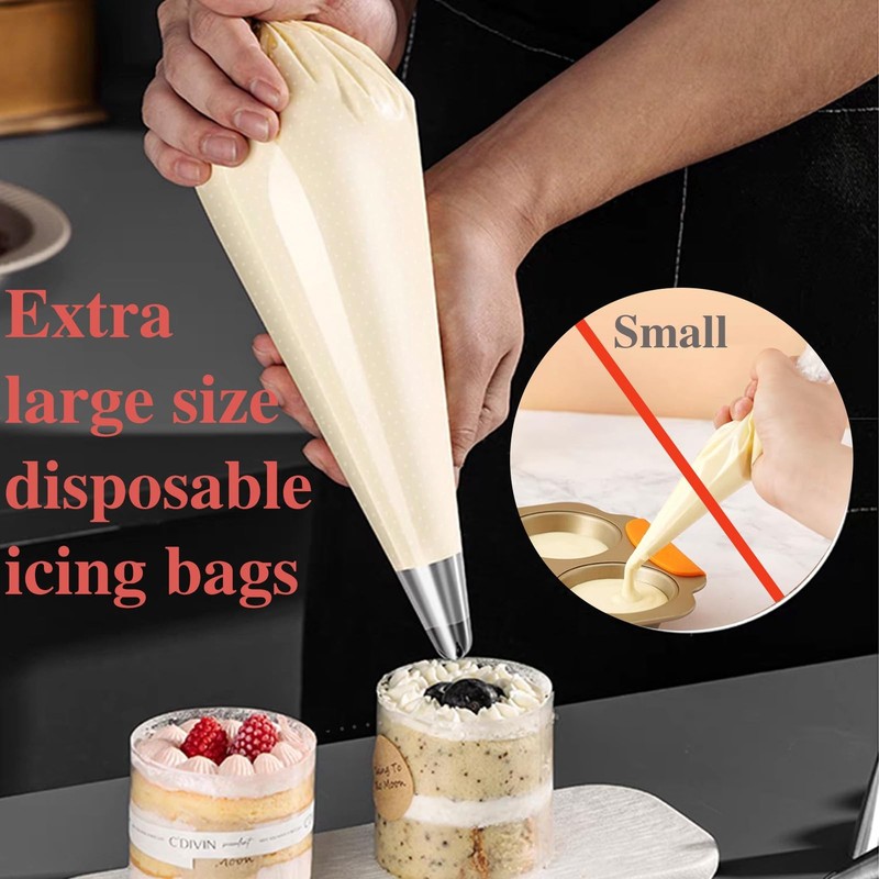 24 Inch Extra Large Piping Bags, 200 PCS Clear Disposable Icing bags, Thicken... gallery
