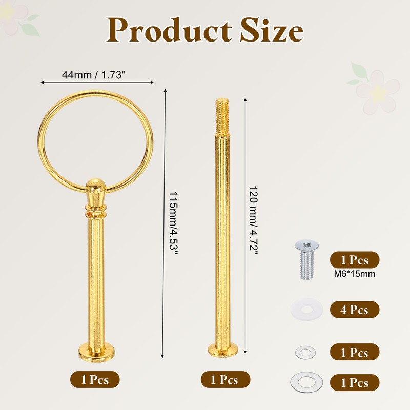 Cake Tray Stand Handle 2-Tier Dessert Plate Round Hardware Fittings Gold gallery