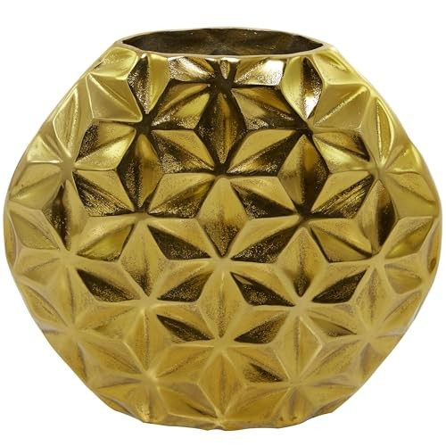 Aluminum Metal Geometric Decorative Vase Faceted Centerpiece Vase, Flower Gold gallery