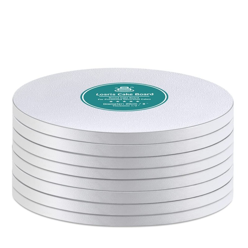 White Cake Drums Round 14 Inch Cake Boards with 1/2-Inch Thick Smooth Edges f…