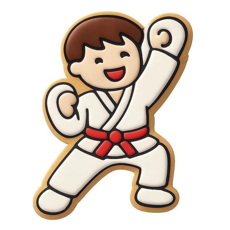 Karate Boy Celebrating Victory Cookie Cutter & Stamp, Fondant & Clay - 4x3 gallery