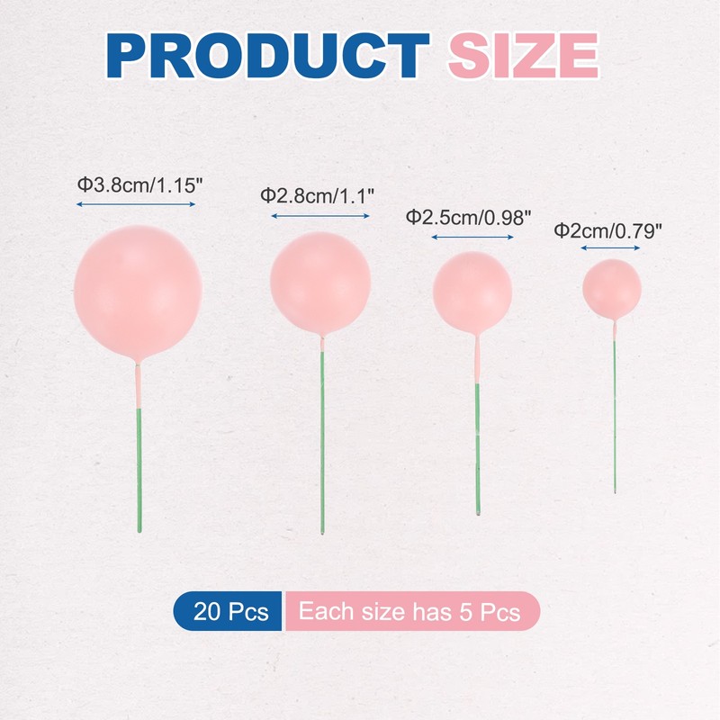 20Pcs Foam Balloons, Cupcake Insert Cake Toppers Cakes Decoration, Deep Pink gallery