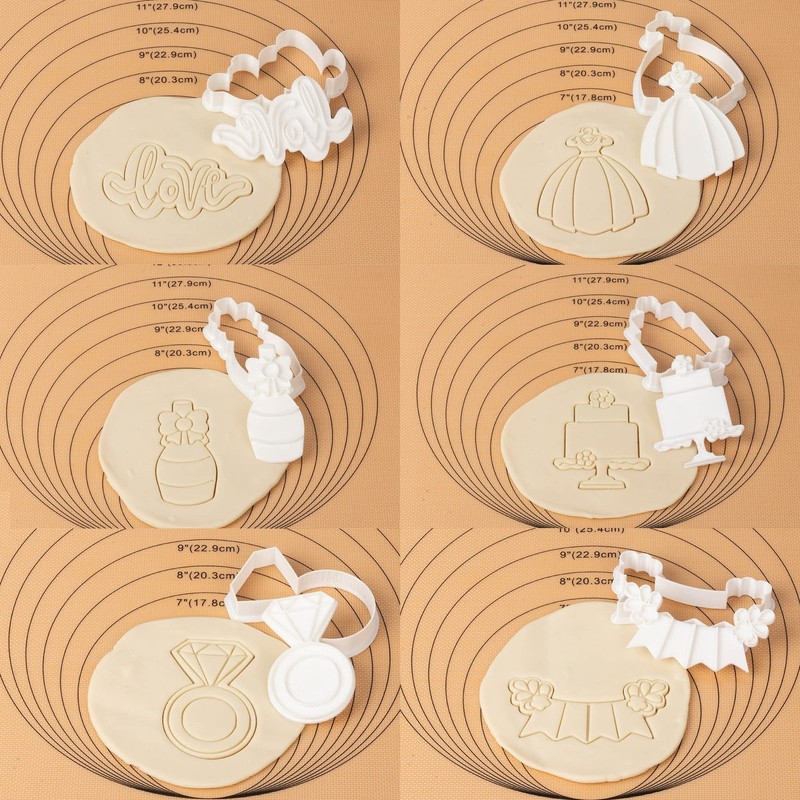 Flycalf Wedding Cookie Cutters Set Of 7 Plunger Stamps Holiday Gifts Baking gallery