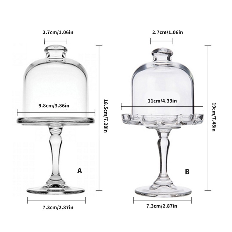 Glass Serving Tray With Tall Base and Dome Cover For Cakes Sweet Party Display gallery
