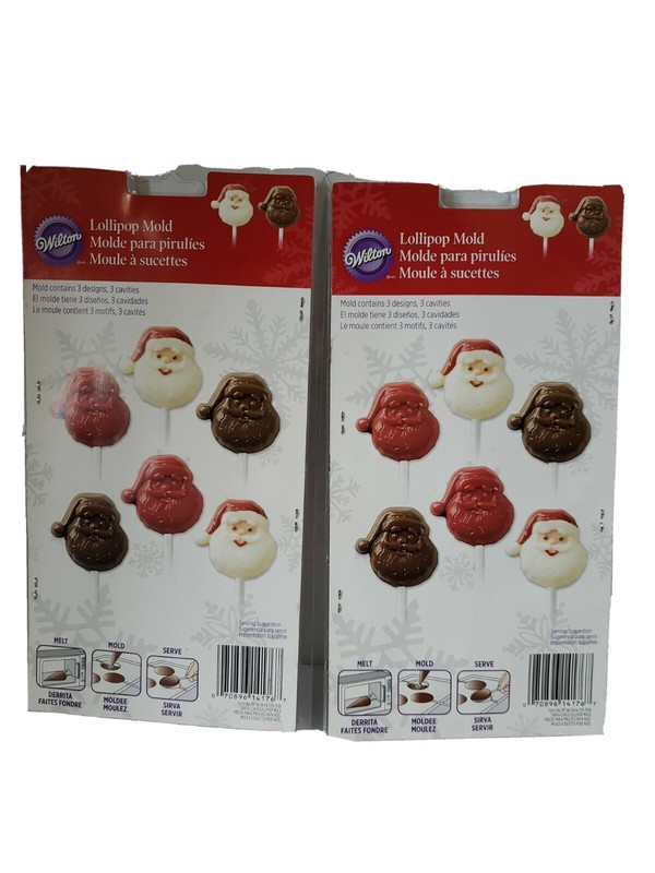 Santa Claus Chocolate Lollopop Candy Mold from Wilton #1706 LOT OF 2