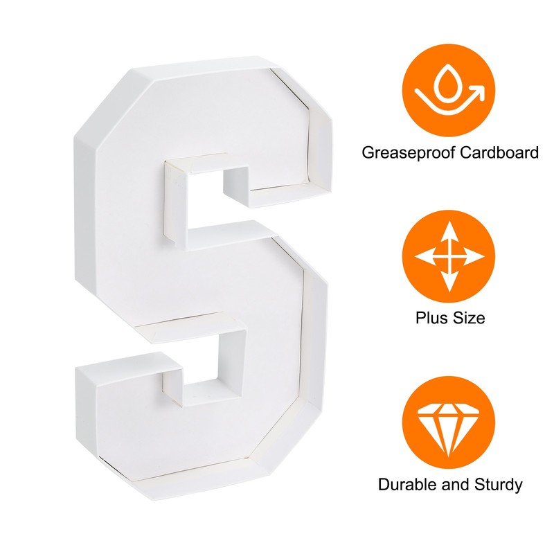 6.7" Cardboard Number for Charcuterie, Cardboard Food Tray (White Letter S) gallery