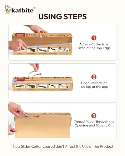 Heavy Duty Unbleached Parchment Paper Roll 12"x262ft, Non-Stick Baking & Cooking gallery