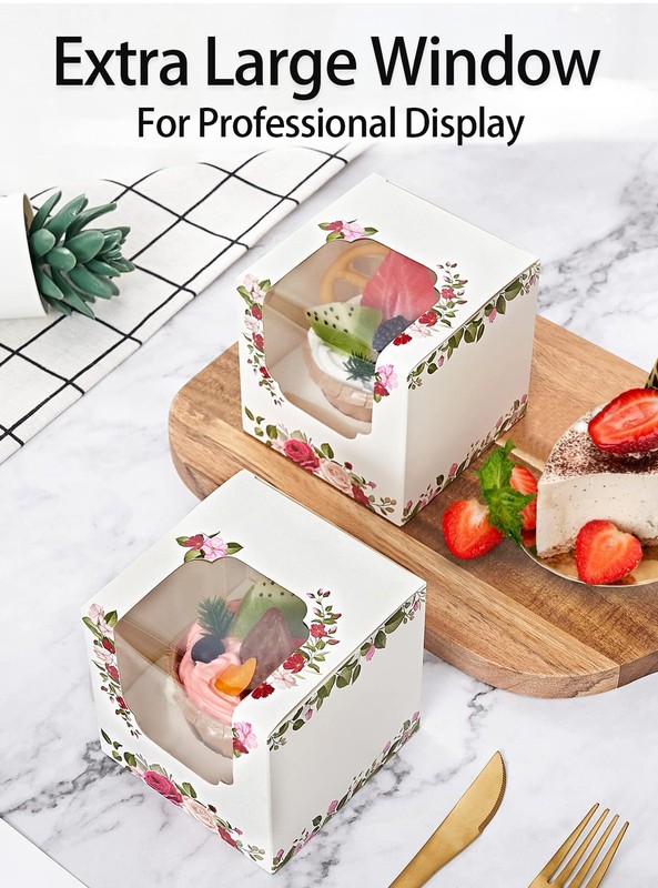 50 PCS Individual Cupcake Boxes Roses Floral Mothers Day Flower Gift Window gallery