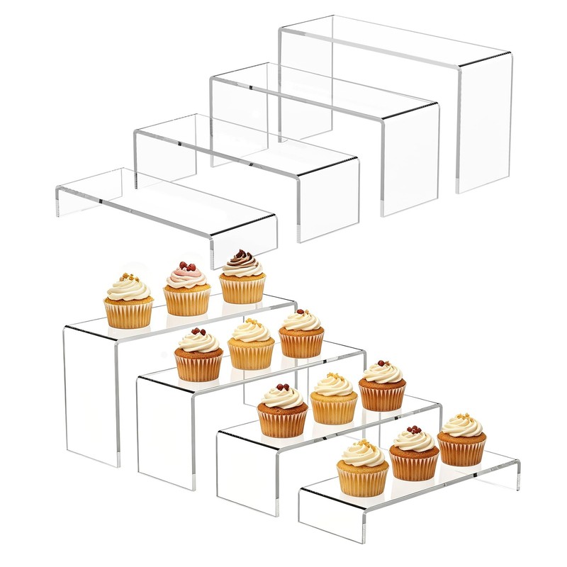 Stackable Clear Display Risers, 8 Pcs Acrylic Cupcake Stands for Party-Farmho…