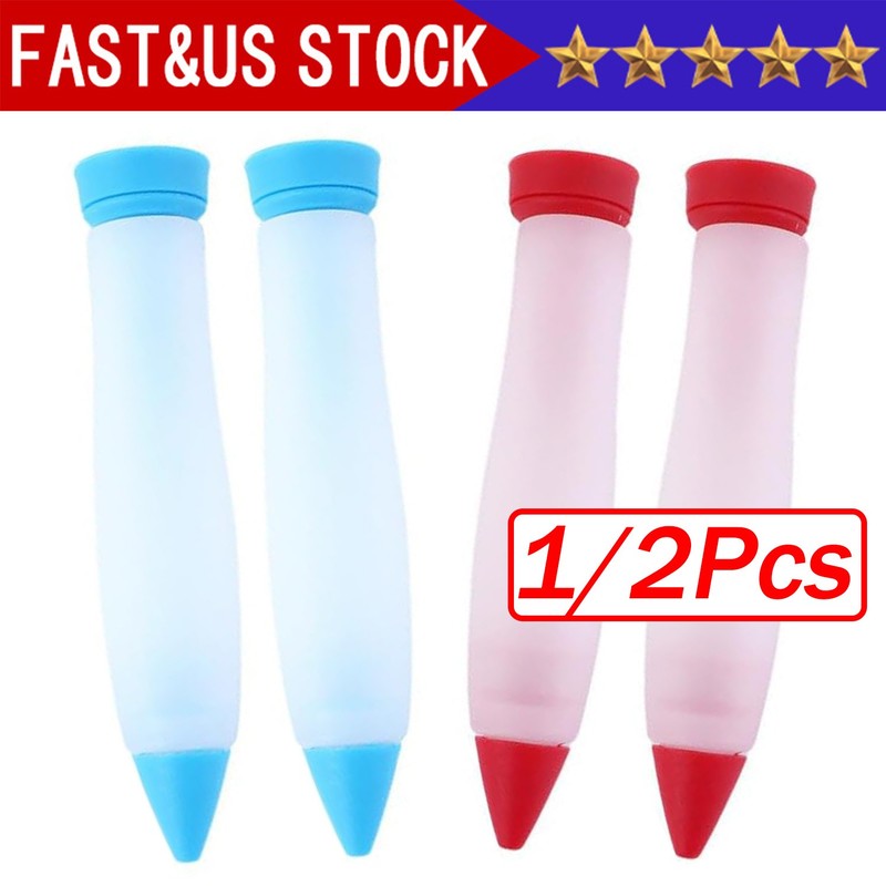 2pcs Baking Tool Chocolate Jam Writing Pen Cake Graffiti Pen Squeeze Cream Gun