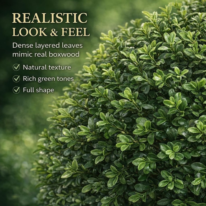 Qaouiep Real Touch Leaves Artificial Topiary Trees 24 T 17 W Faux Boxwood Set gallery
