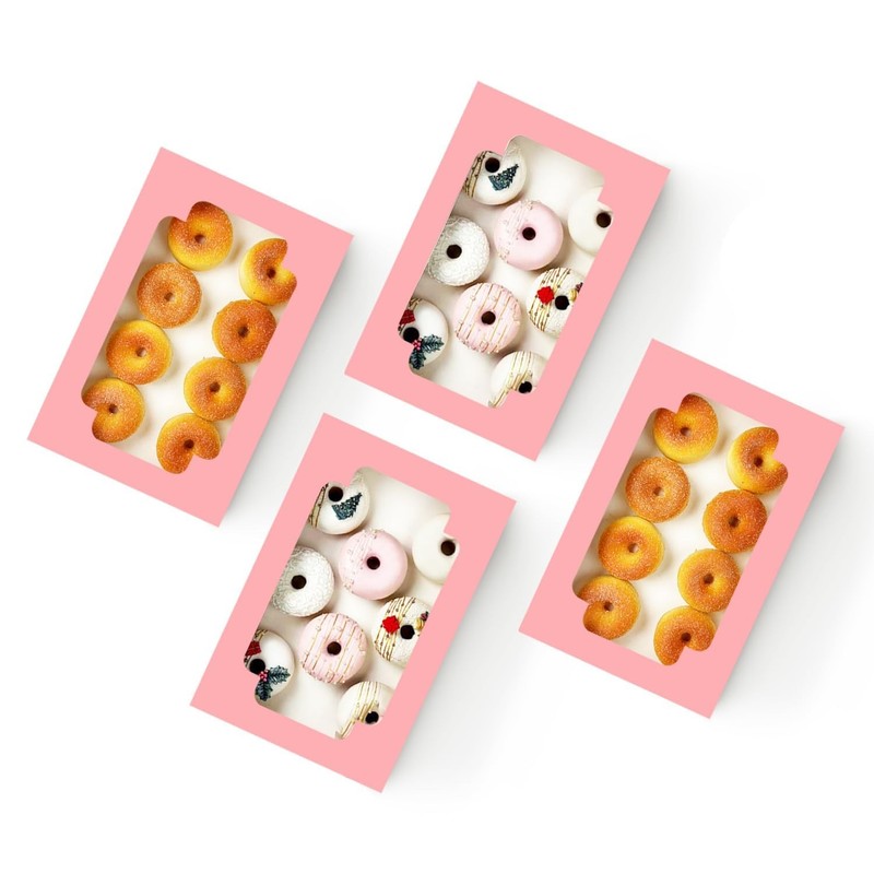 18 Pack Pink Cookie Boxes With Window 12x8x2.5 Inch Auto Pop Up Bakery Pastry gallery