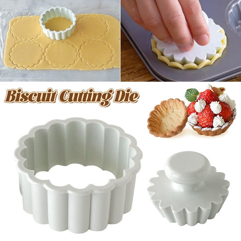 2X Flower Lace Plastic Cookie Cutters Bakeware Mold Fruit Egg Tart Cupcake Mold