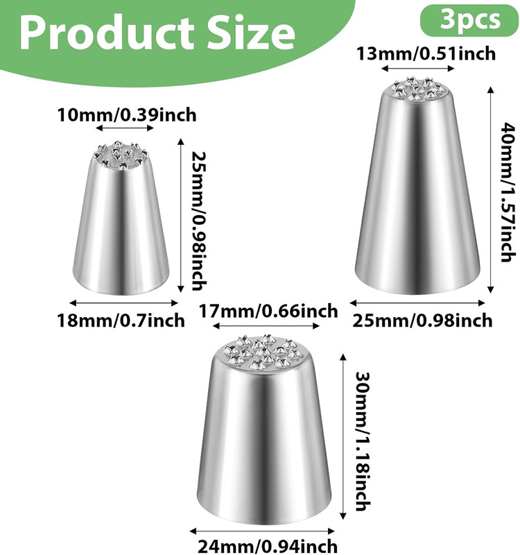 3 PCS Grass Piping Nozzle, Stainless Steel Grass Nozzles for Cake Decorating Ici gallery