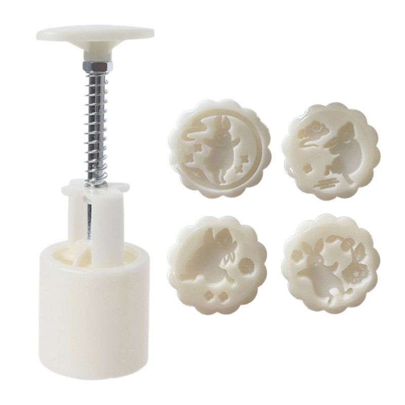 Plastic Material Mooncake Molds Stamp Moon Cake Mould Cartoon Bunny Shaped Molds