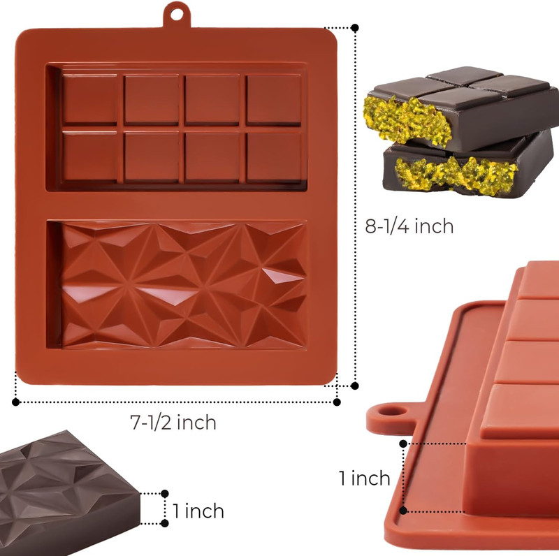 Chocolate Bar Mold Deep Dubai 1 Inch Pistachio Chocolate Bar Silicone Thick Mold gallery