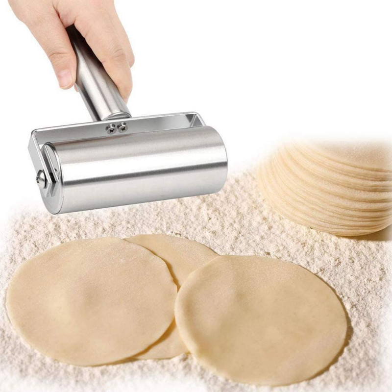 Stainless Steel Roller Rolling Pin w/ Handle for Pastry Pizza FAST SHIP gallery