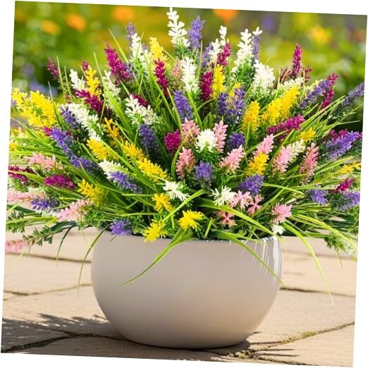 Artificial Plants Outdoor Fake Monkey Grass with Flowers 10 Bundles Mix Color gallery