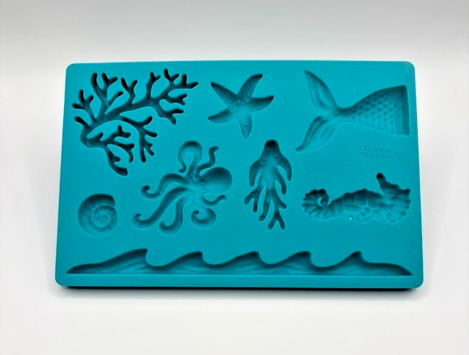 Wilton Ocean Sea Life Silicone Fondant, Chocolate Mold Mermaid, Sea Horse, Shell