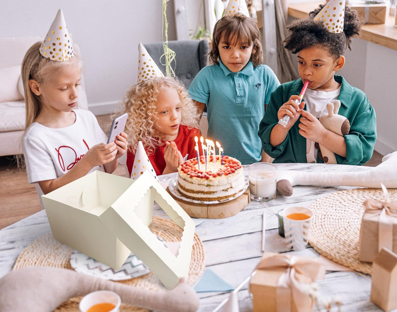 10 Pcs Cake Boxes,12X12X8 Inches White Bakery Boxe with Window,Tall Dessert Boxe gallery