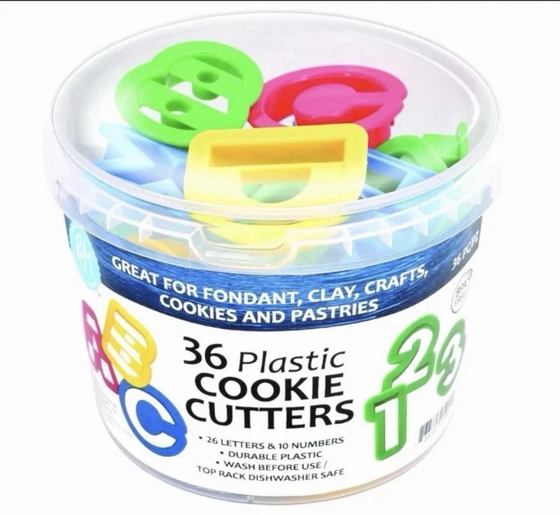 R&M International Alphabet and Number 1.5" Cookie Cutters, 36-Piece Bucket-USA gallery