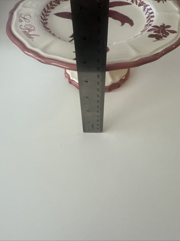 Italian Ceramic Company “Red original Fruits”-Cake Pedestal- Rare Find! gallery