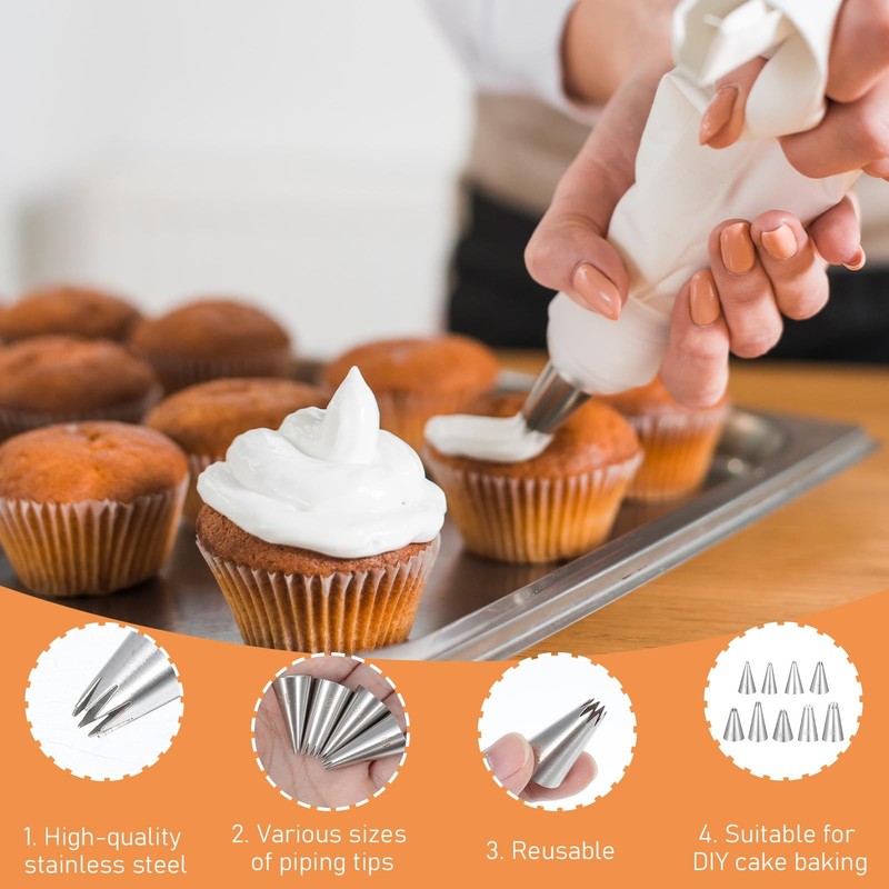 9Pcs Open Star Piping Tips Set, French Star Tube Set Frosting Nozzle Kit,Stai... gallery