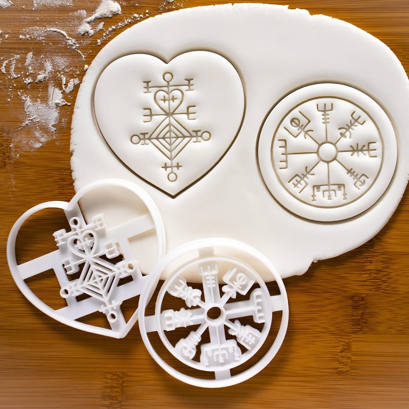 Set of 2 Icelandic Magical Stave cookie cutters Designs Love Charm Astarstafu... gallery