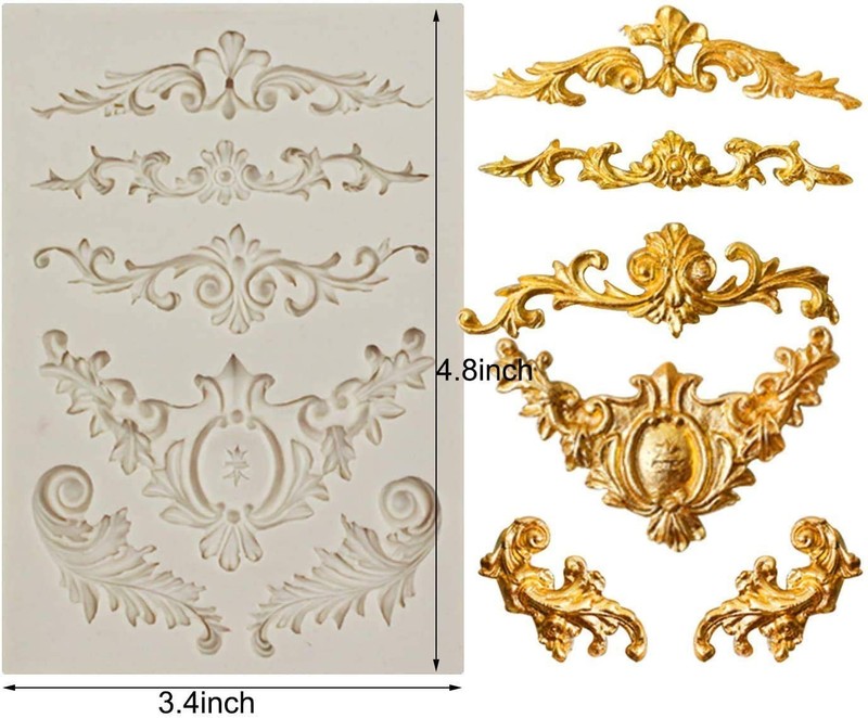 3PCS Baroque Fondant Molds Scroll Lace Silicone Cake Decorating Set gallery