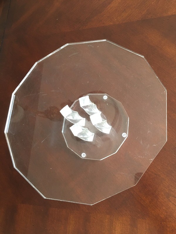 Vintage MCM Rare Clear Lucite Cake Stand, 12” diameter x 4.25” high