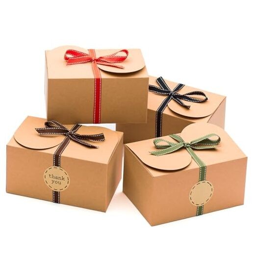 Large Brown Kraft Cookie Boxes with Ribbons & Sticker (20 Pack) Large Rectangle