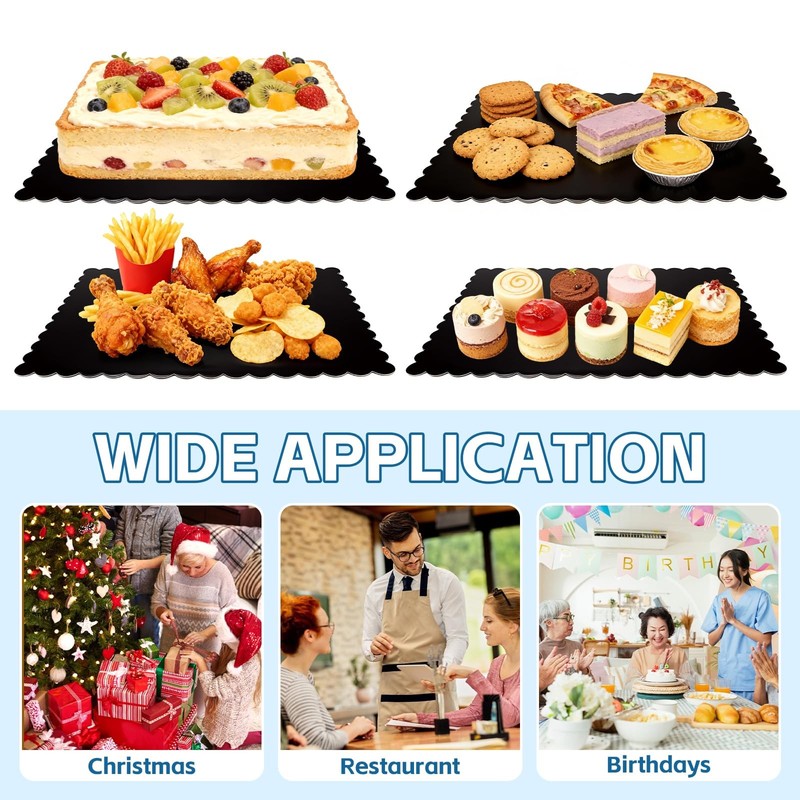 8 Pack 14 x 10 Inch Greaseproof Rectangle Cake Boards, Black Cardboard Cake B... gallery