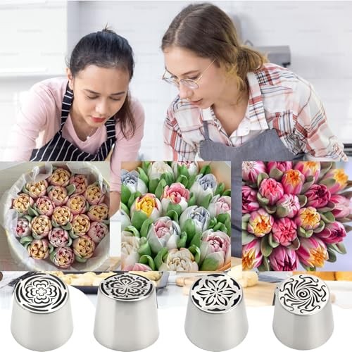 4pcs Russian Piping Tips Set Extra Large Stainless Steel Flower Icing Nozzles gallery