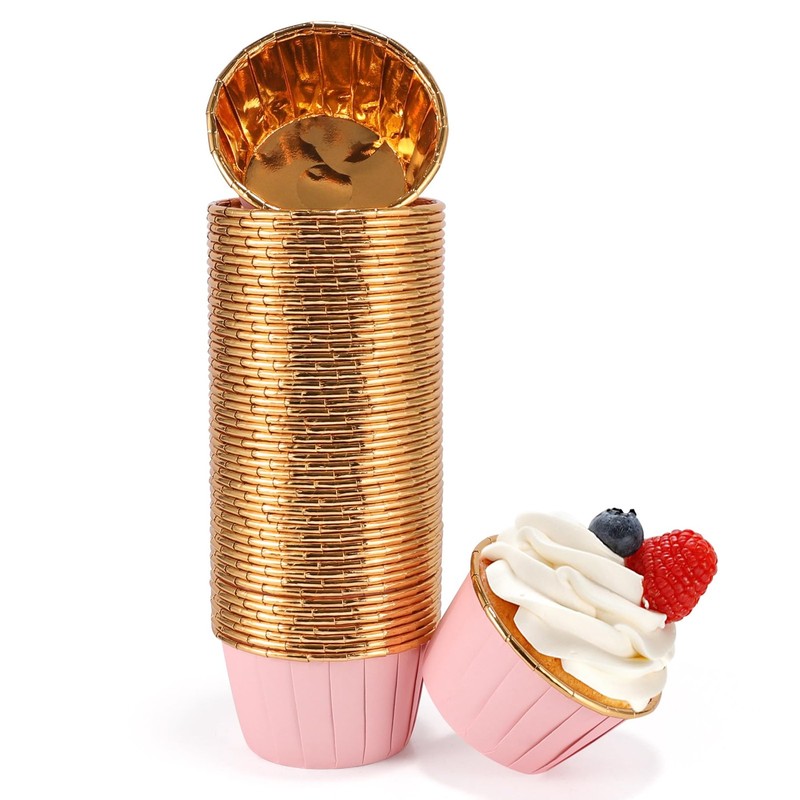 Green And Gold Foil Cupcake Liners100 Pcs Disposable Muffin Liners 3.5 Oz Wrappe