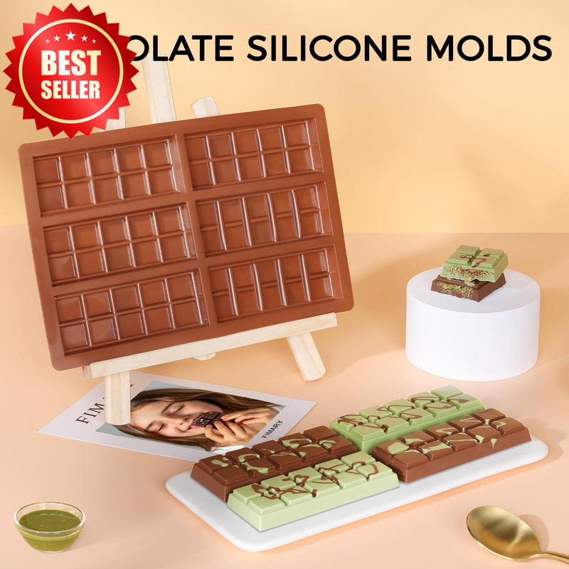 Chocolate Bar Mold Non-Stick Food Grade Silicone Deep Dubai Pistachio Snacks US gallery