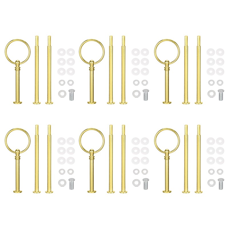 6 Set Cake Tray Stand Handle Plate Hardware Fitting 3-Tiers Round Gold