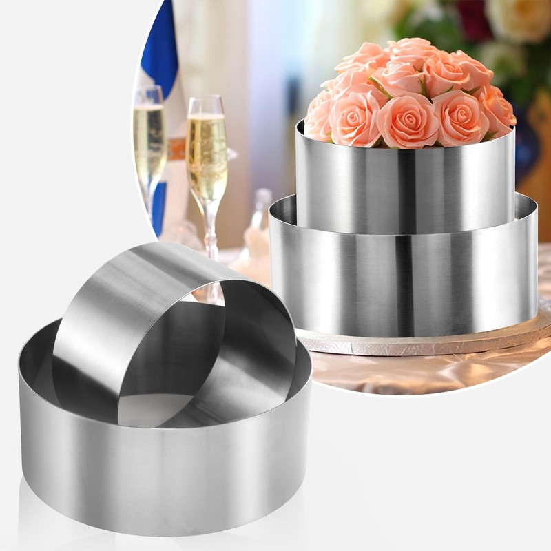 Cake Ring, 8 Inch Cake Rings for Baking, 20CM Fixed Round Stainless Steel Cak... gallery