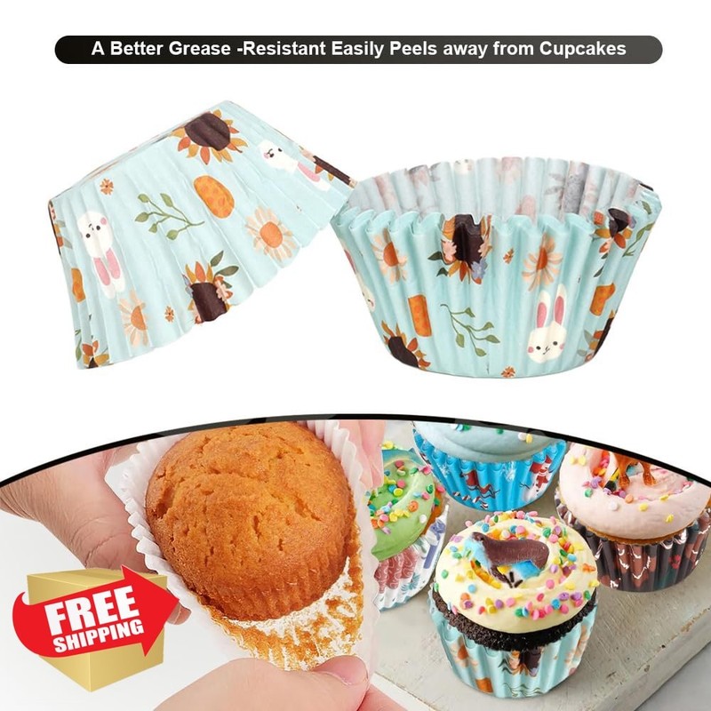Kiopdse Easter Light Blue Cupcake Liners 100ct gallery