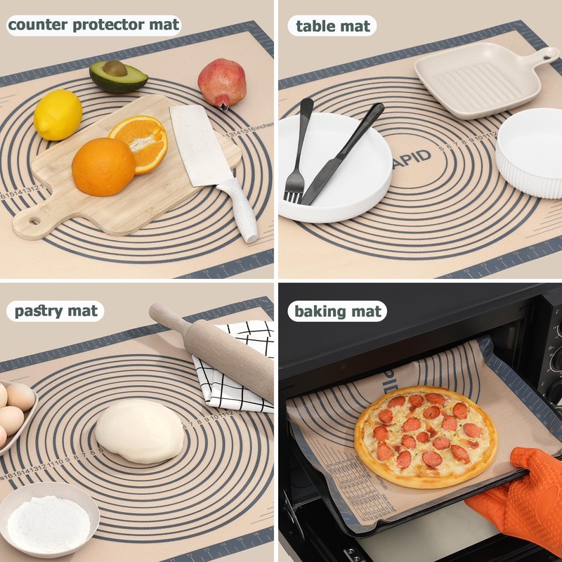 Sapid Extra Thick Silicone Pastry Mat Non-slip with 20"×28", Gray gallery