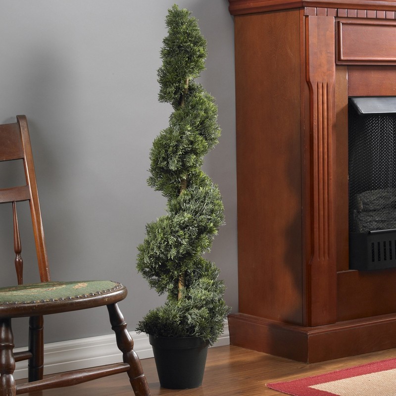 Nearly Natural 4ft. Cedar Spiral Artificial Silk Tree, Indoor/Outdoor gallery